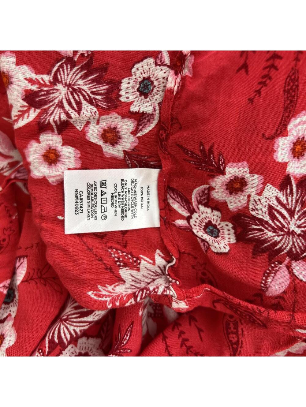 LOFT - Red floral lightweight open kimono top, M/L - Picture 9 of 9